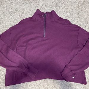 high neck zipper long sleeve crop shirt